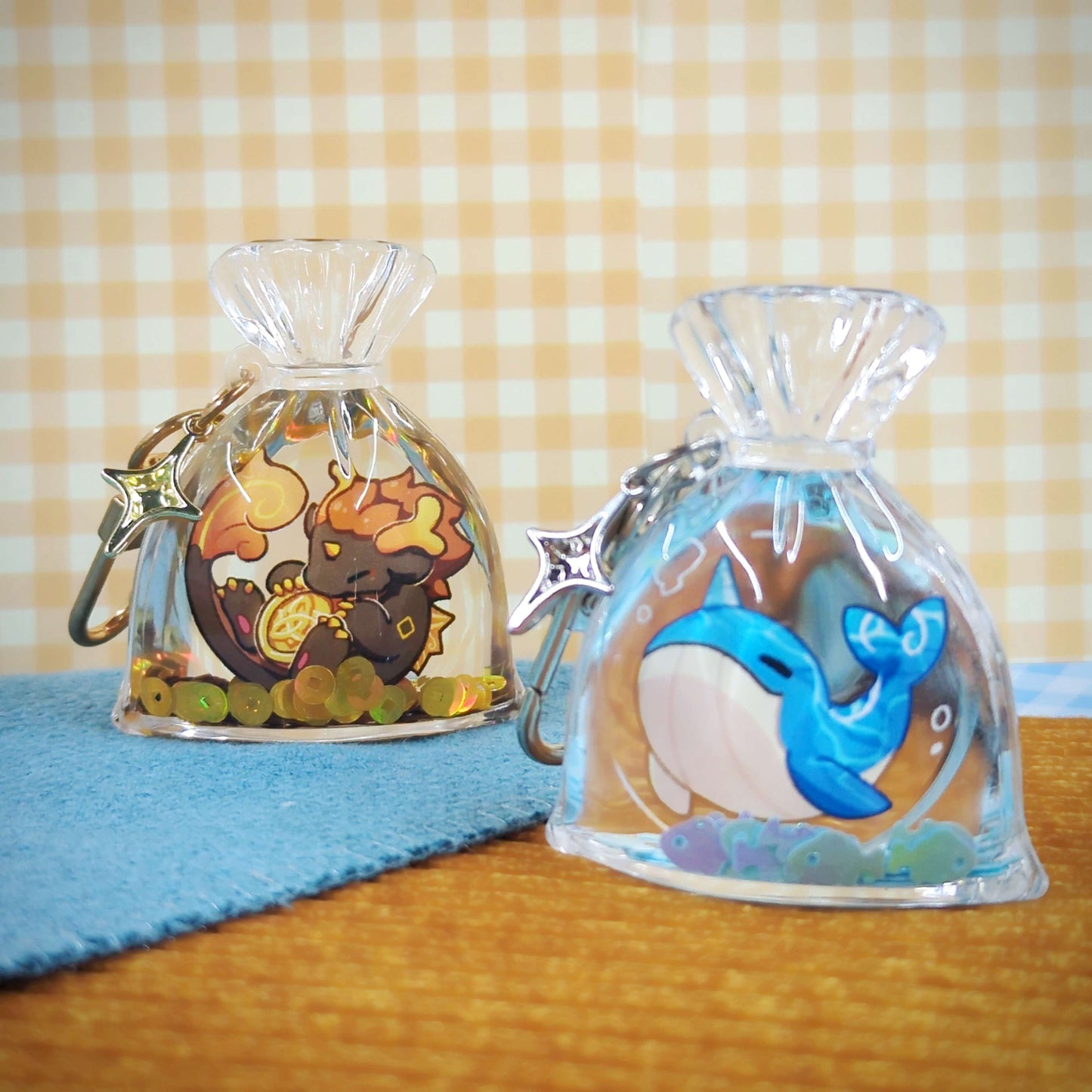 Genshin Liquid Fish Bag Charms by actuallypunny