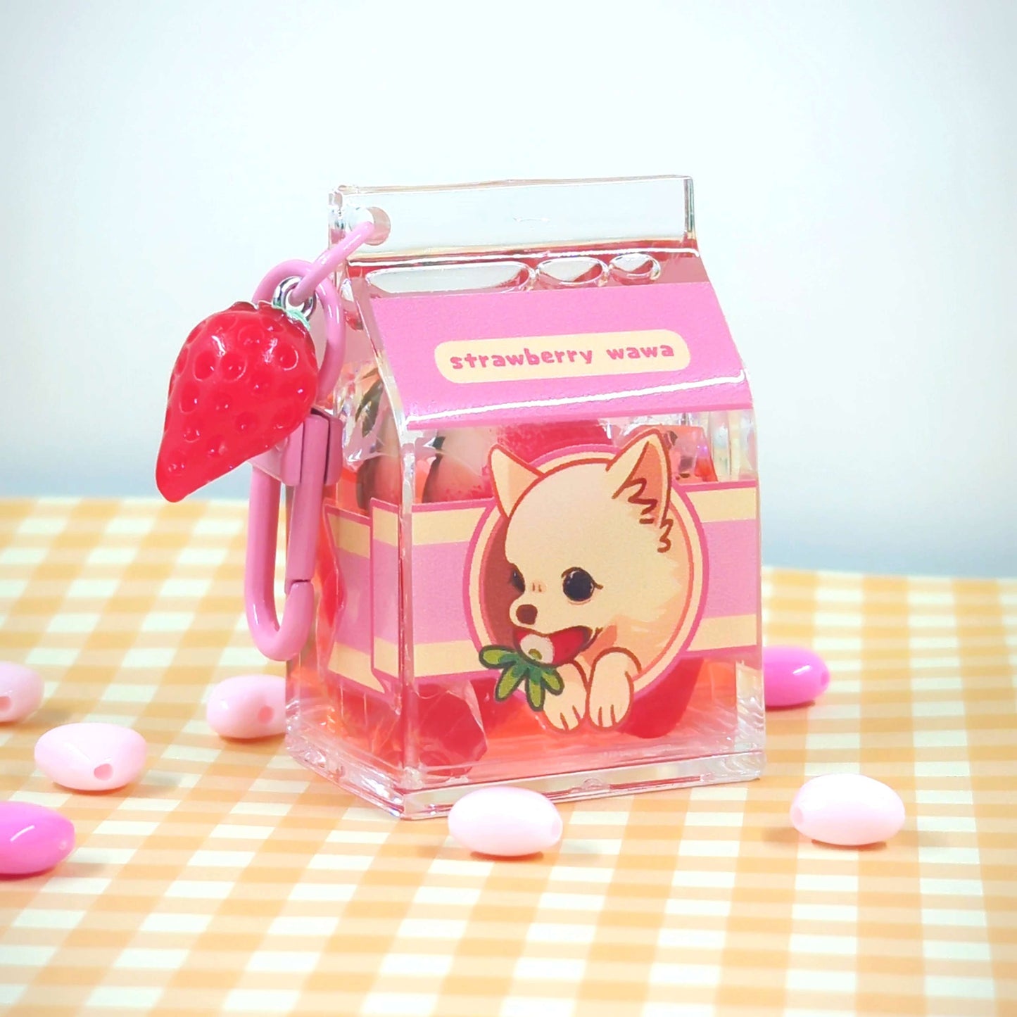 Strawberry Wawa Liquid Milk Carton 3D Charm by actuallypunny