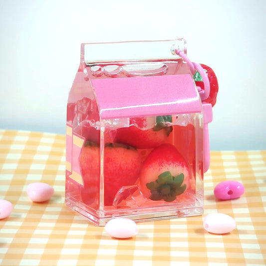 Strawberry Wawa Liquid Milk Carton 3D Charm by actuallypunny
