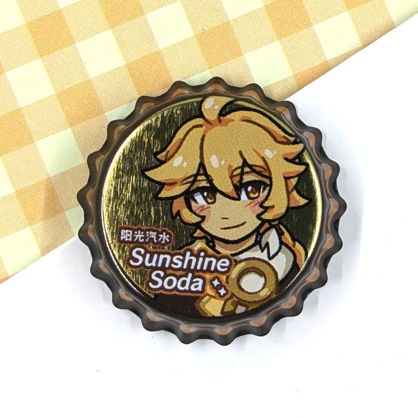 Genshin Bottle Cap Badges by actuallypunny