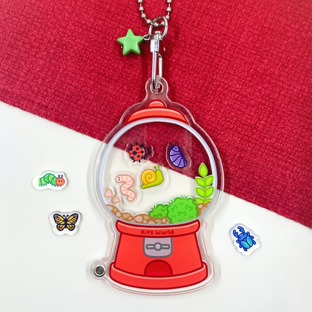 Gumball Machine Terrarium Shaker Keychain by Kitz Wurld