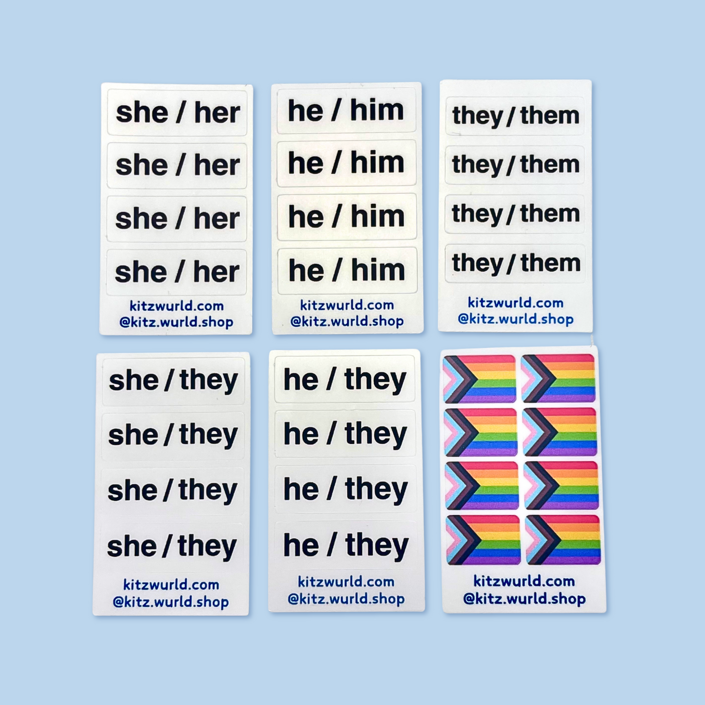 Mini Pronoun Sticker Sheets by Kitz Wurld