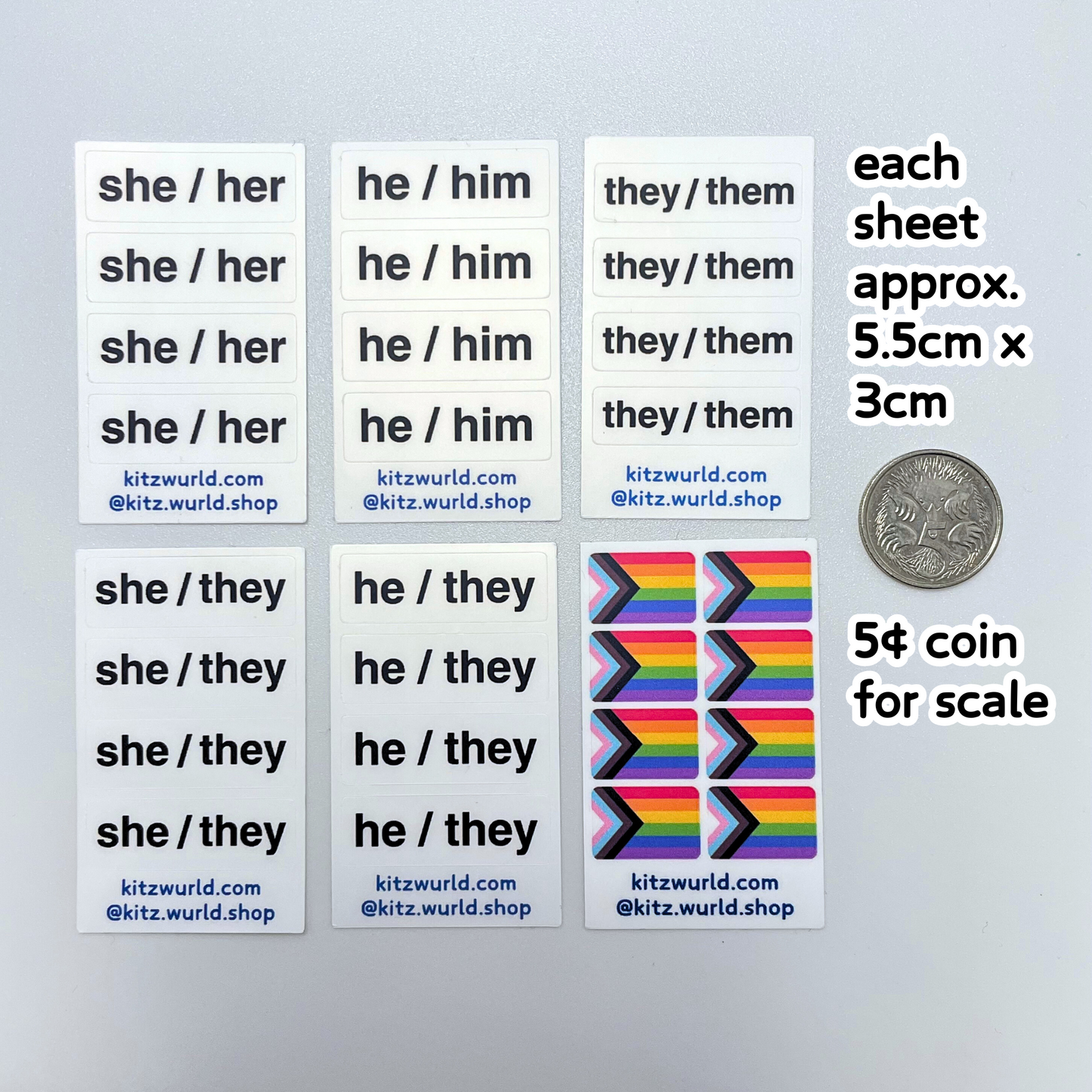 Mini Pronoun Sticker Sheets by Kitz Wurld