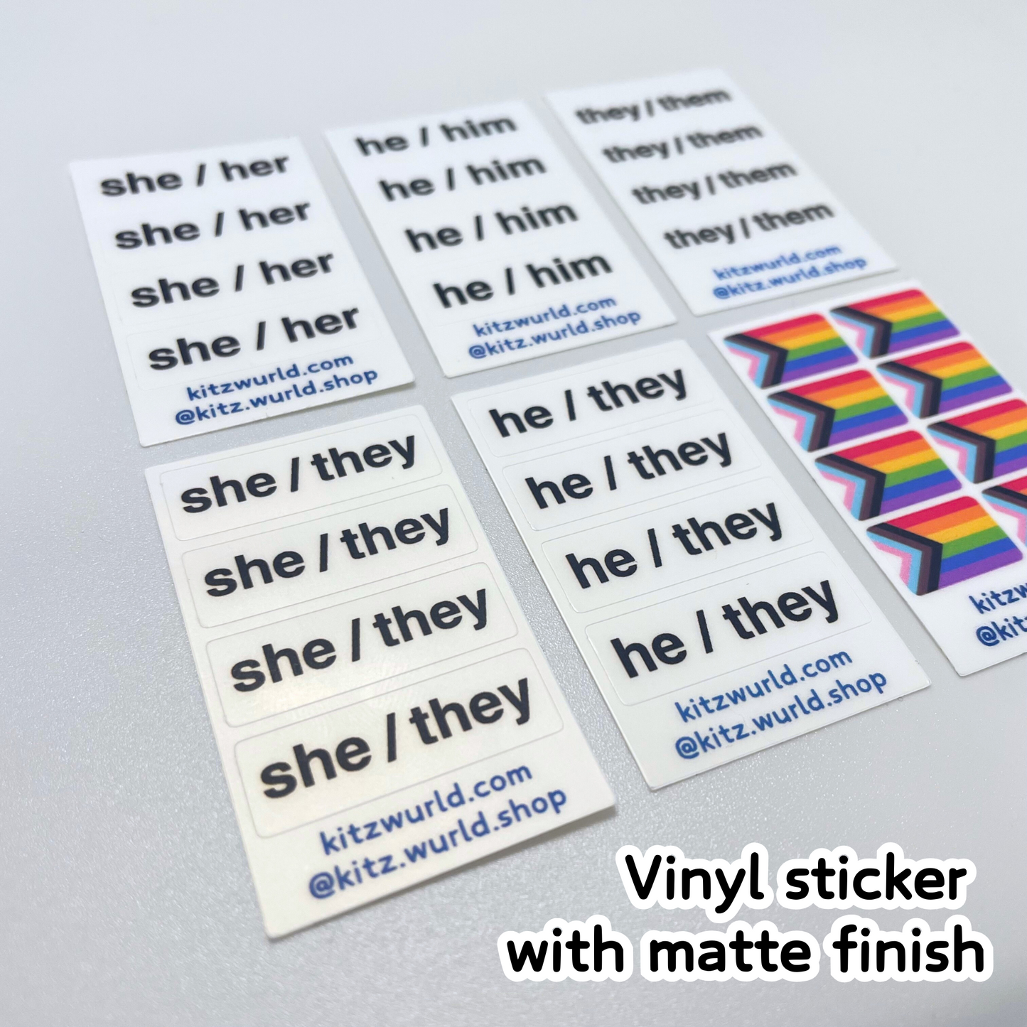 Mini Pronoun Sticker Sheets by Kitz Wurld