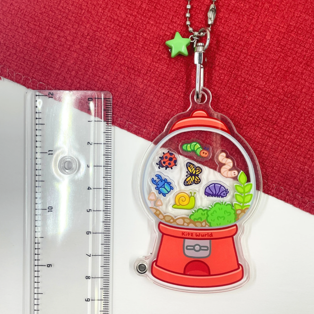 Gumball Machine Terrarium Shaker Keychain by Kitz Wurld