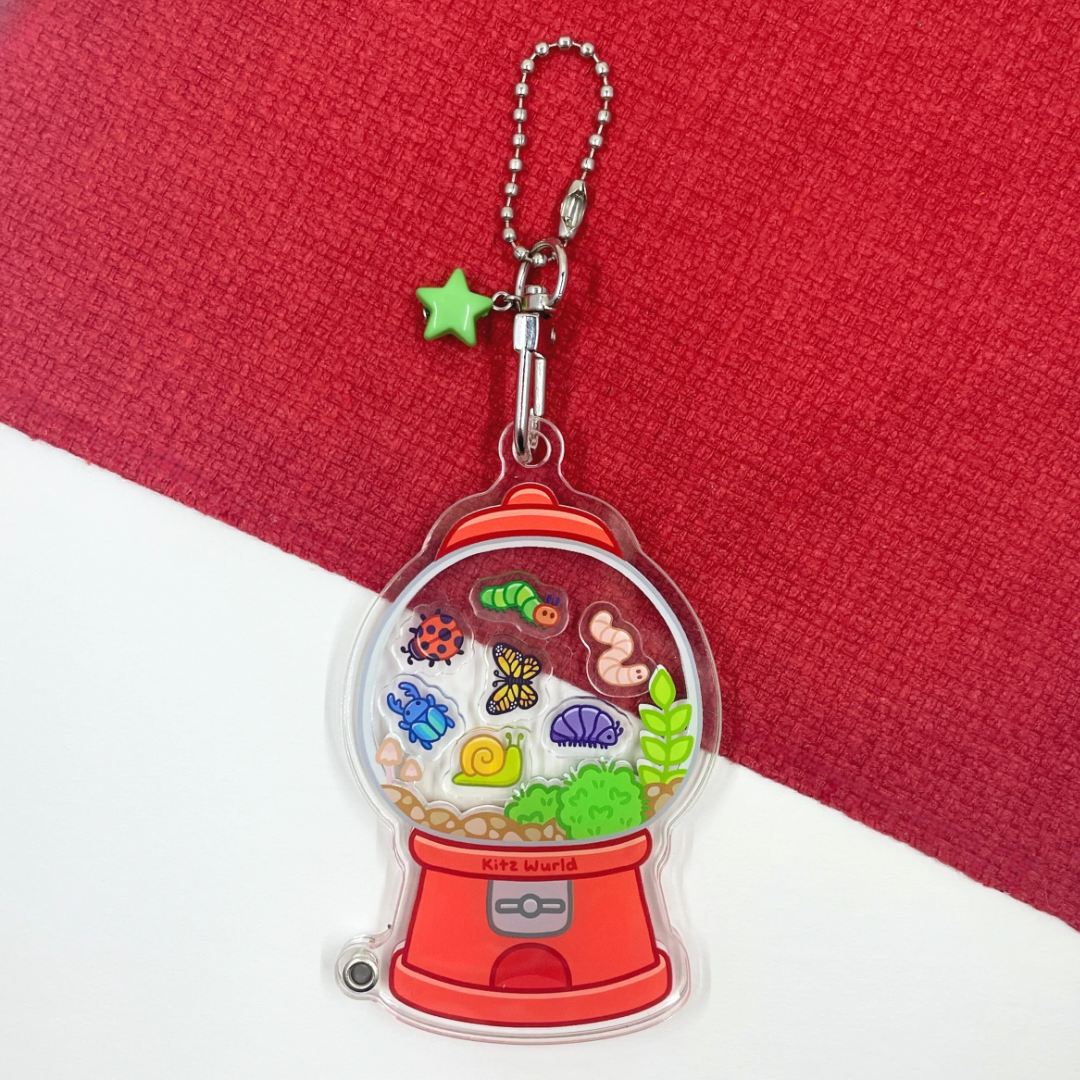 Gumball Machine Terrarium Shaker Keychain by Kitz Wurld