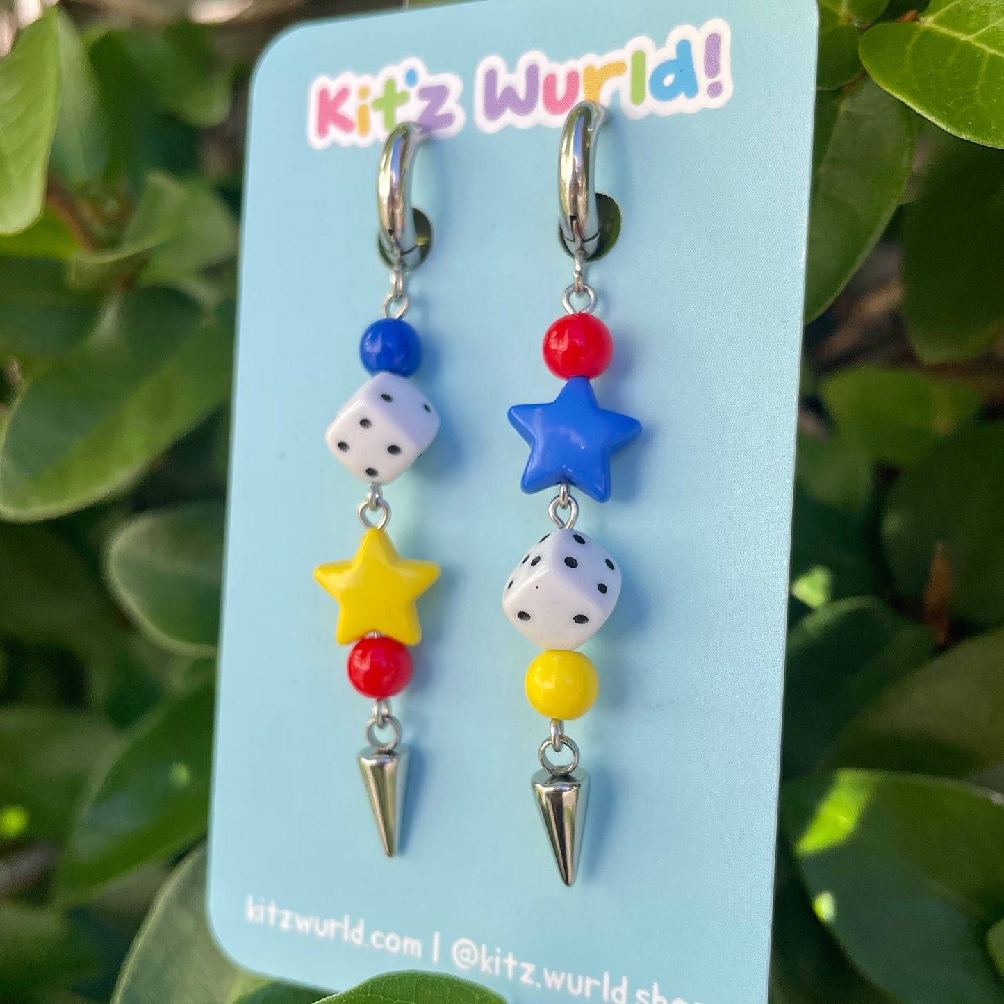 Primary Spike Beaded Earrings by Kitz Wurld