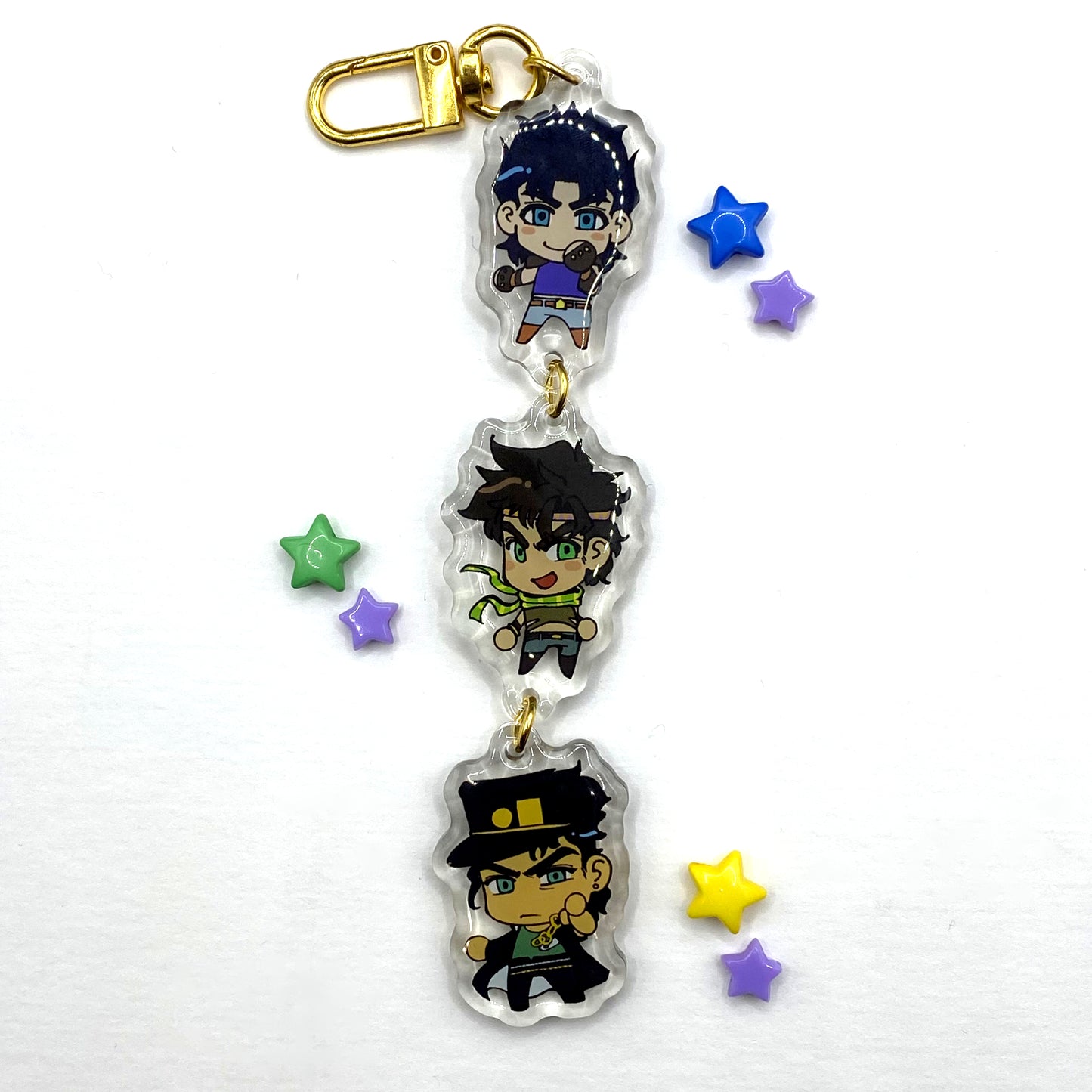 JoJo's Bizarre Adventure Protagonists Double Epoxy Linked Charms by FallowFrog