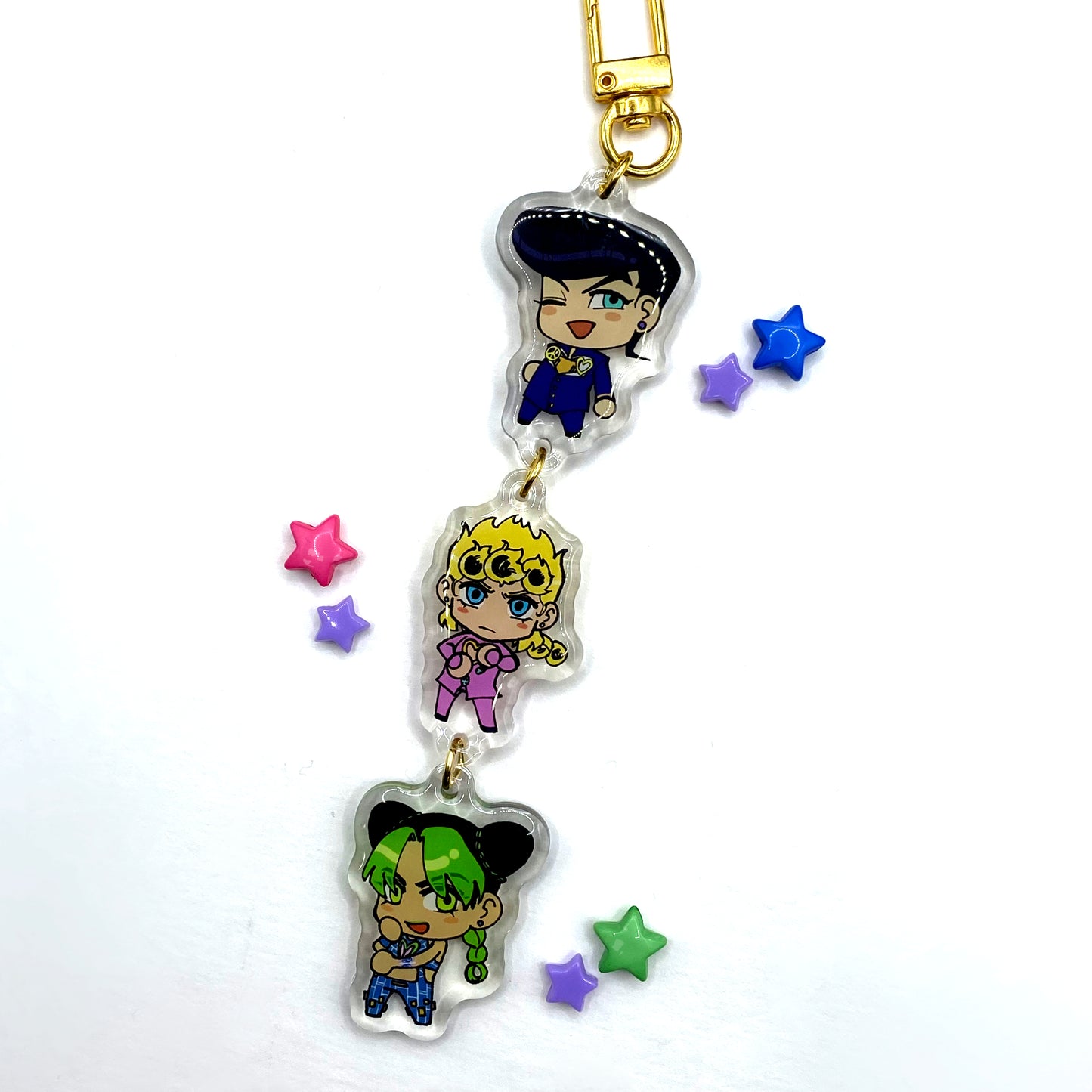JoJo's Bizarre Adventure Protagonists Double Epoxy Linked Charms by FallowFrog