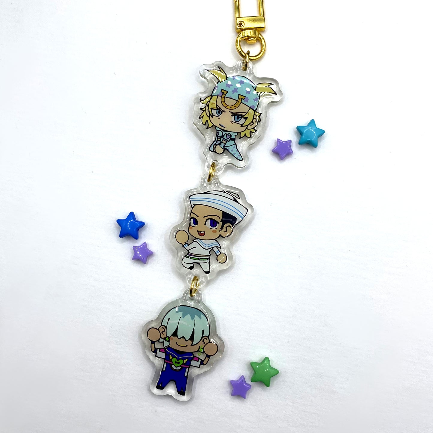 JoJo's Bizarre Adventure Protagonists Double Epoxy Linked Charms by FallowFrog