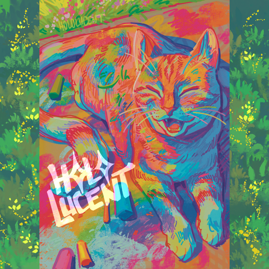 Rainbow Chalk Cat Print by Hololucent