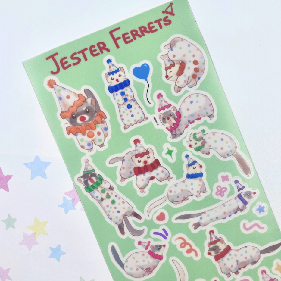 Jester Ferret sticker sheet by nyxberyl