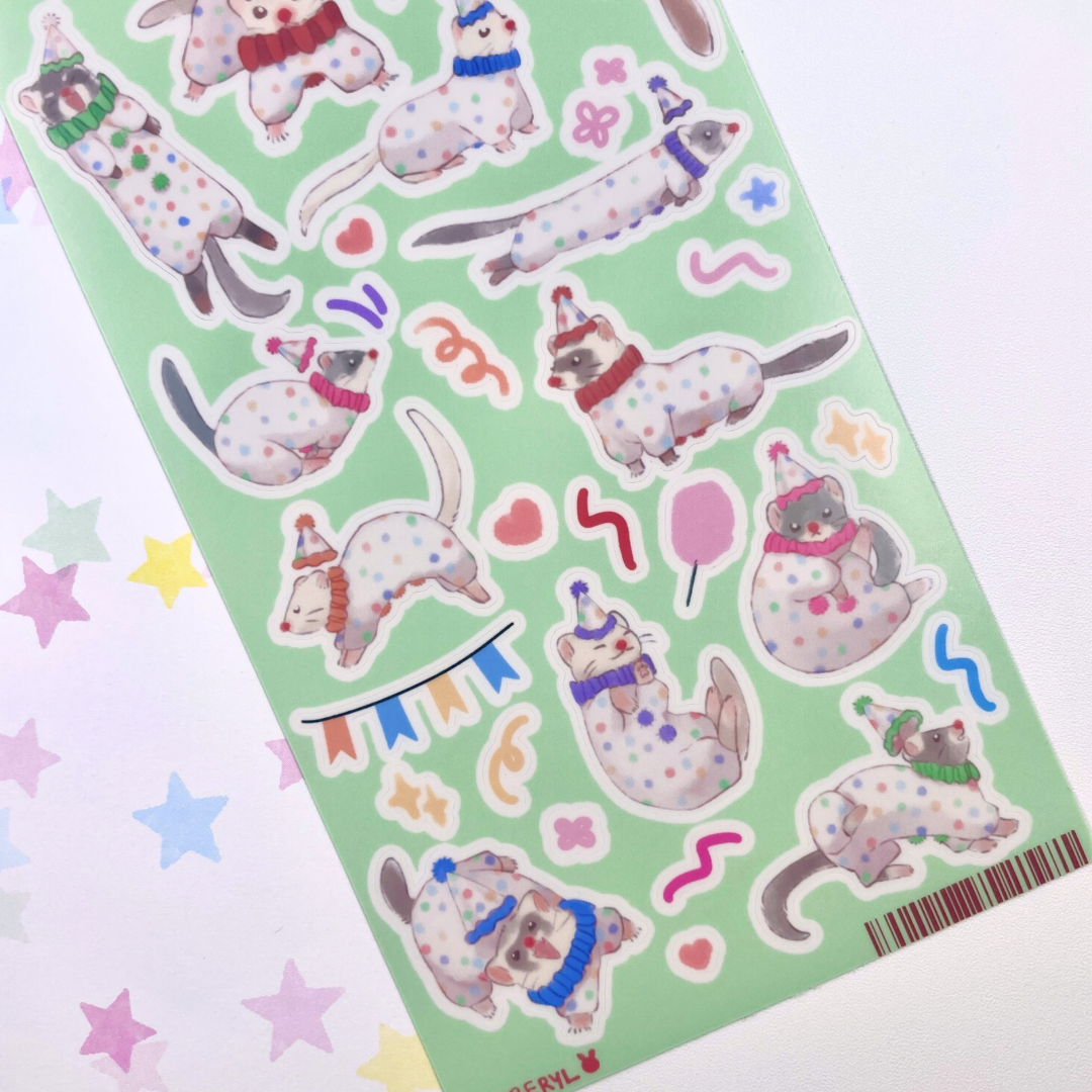 Jester Ferret sticker sheet by nyxberyl