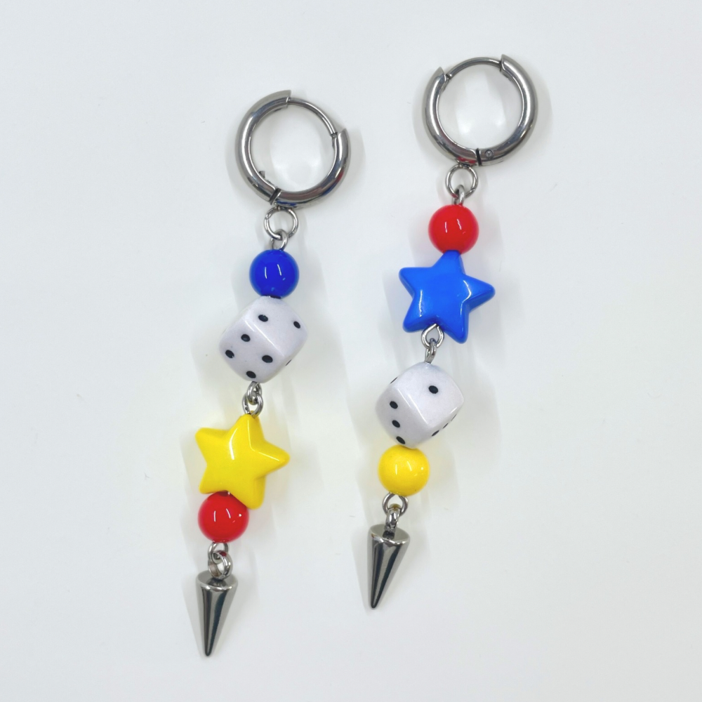 Primary Spike Beaded Earrings by Kitz Wurld