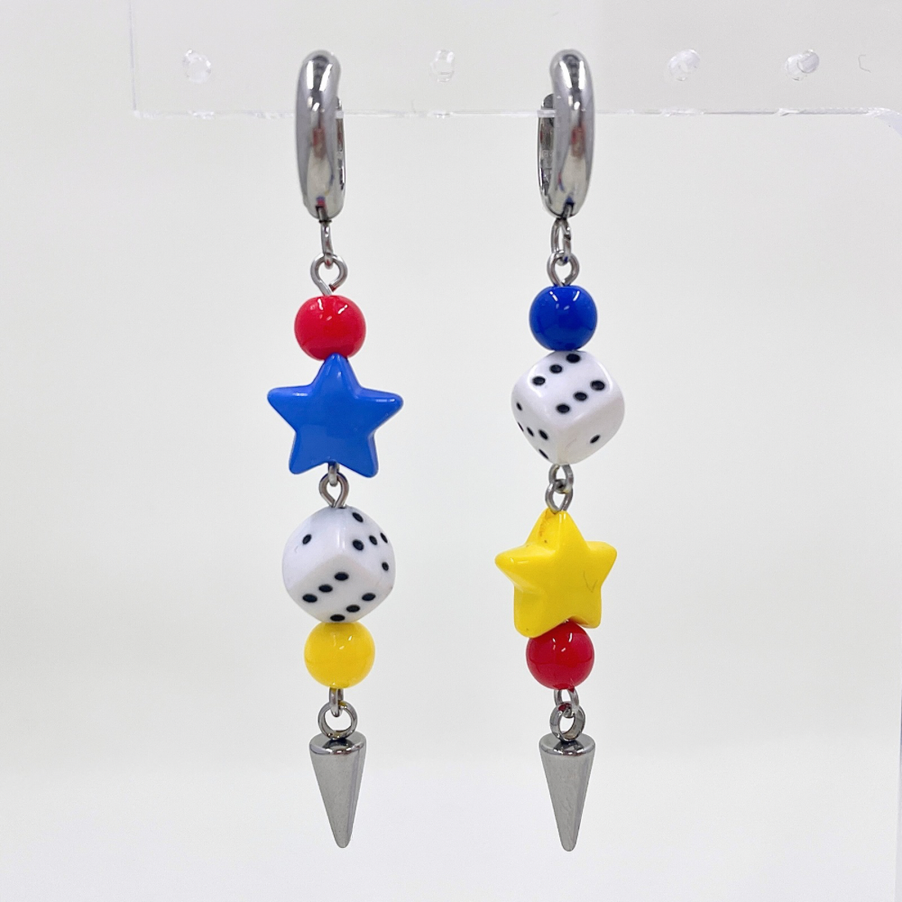Primary Spike Beaded Earrings by Kitz Wurld