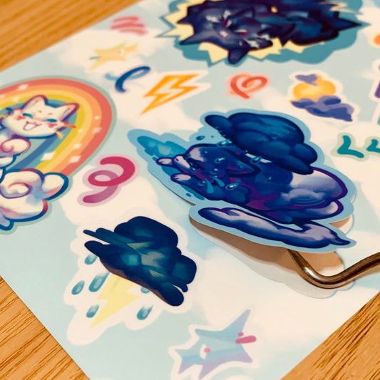Cloud Cats Sticker Sheet by Hololucent