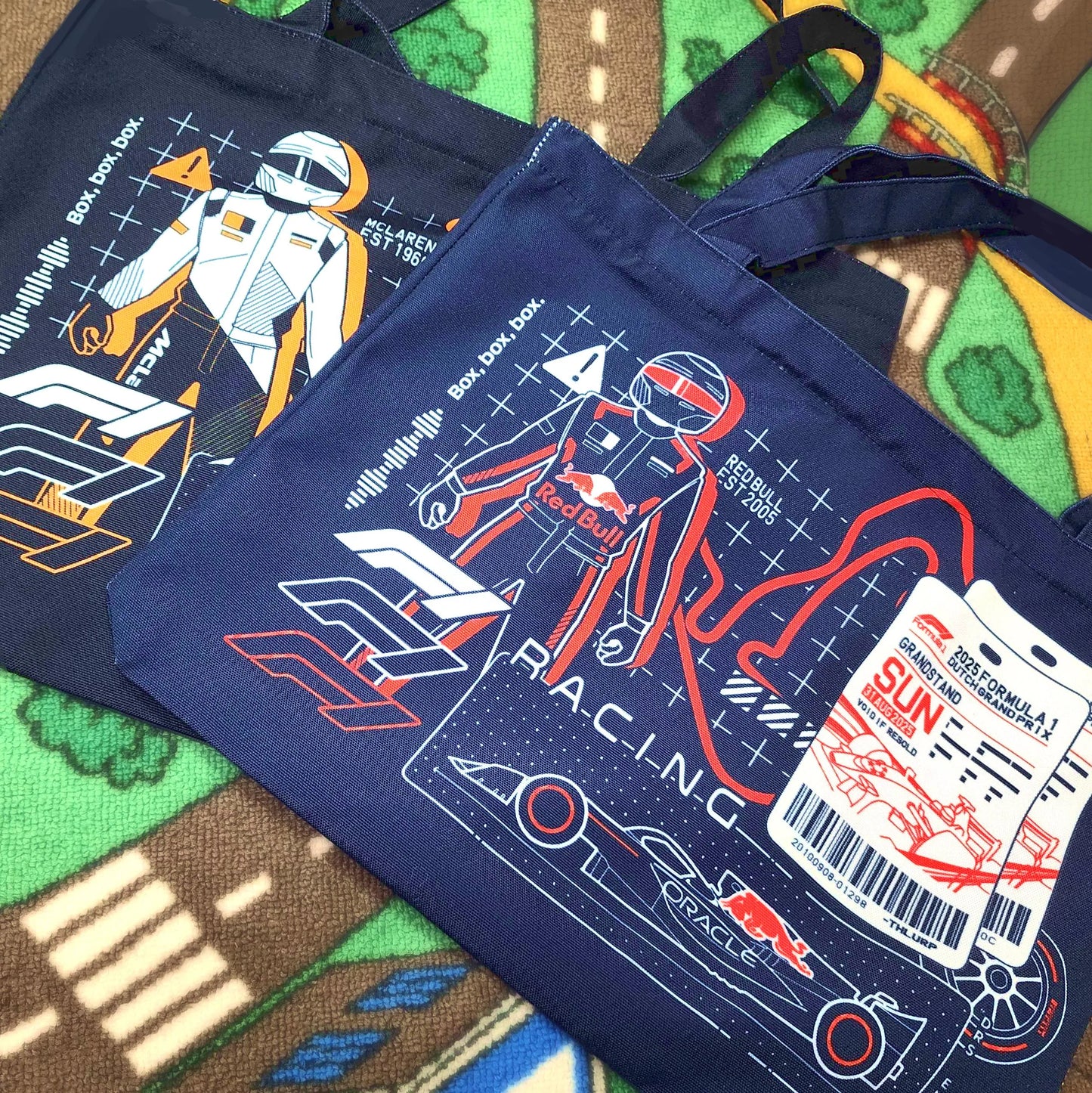McLaren & Red Bull F1 Zipper Tote Bags by thlurp
