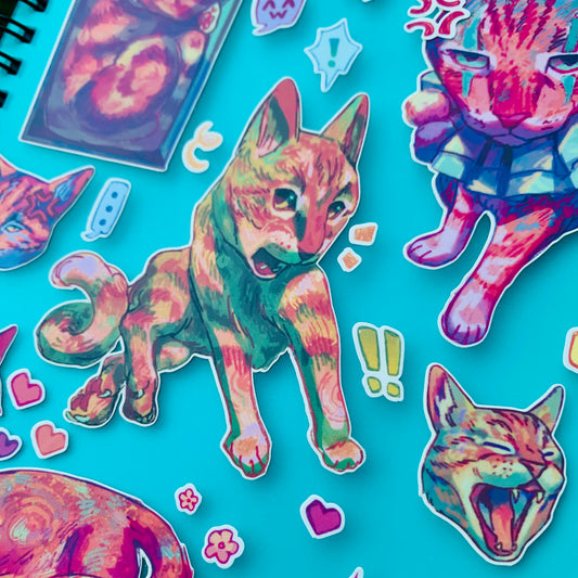 Jazzy Cat Sticker Sheet by Hololucent