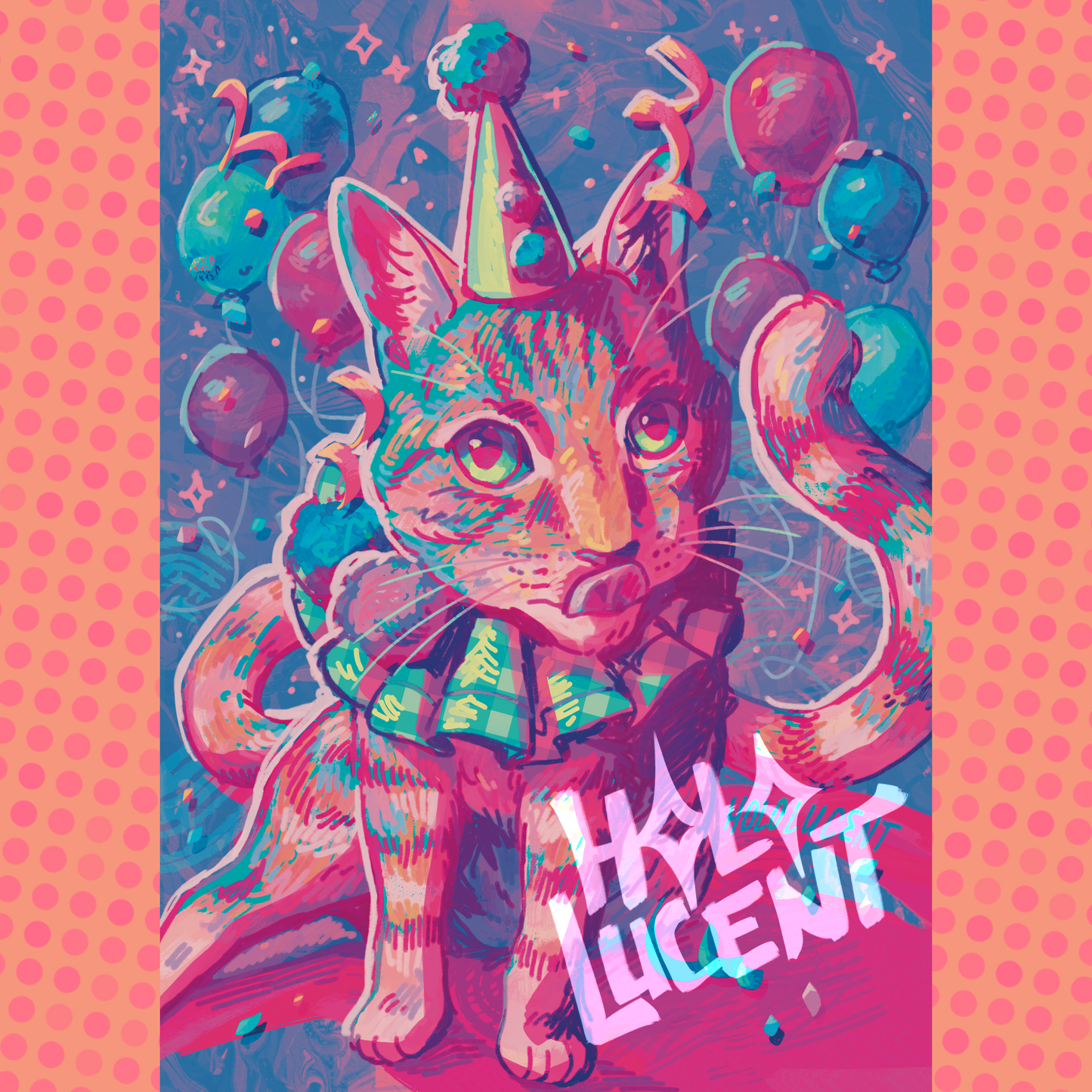 Party Clown Cat Print by Hololucent