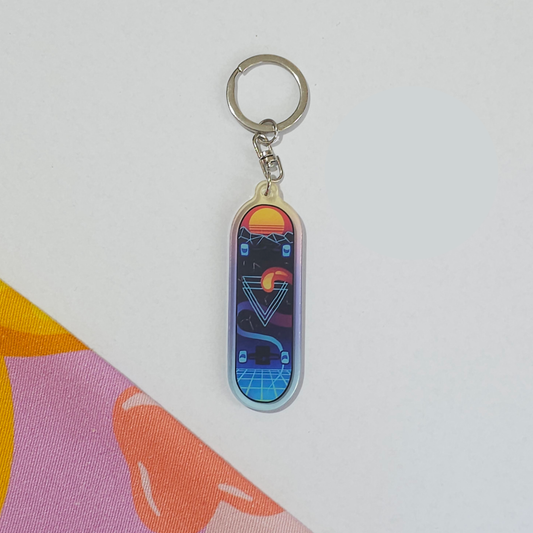 Vaporwave Skateboard Charm by Jackaranda Art