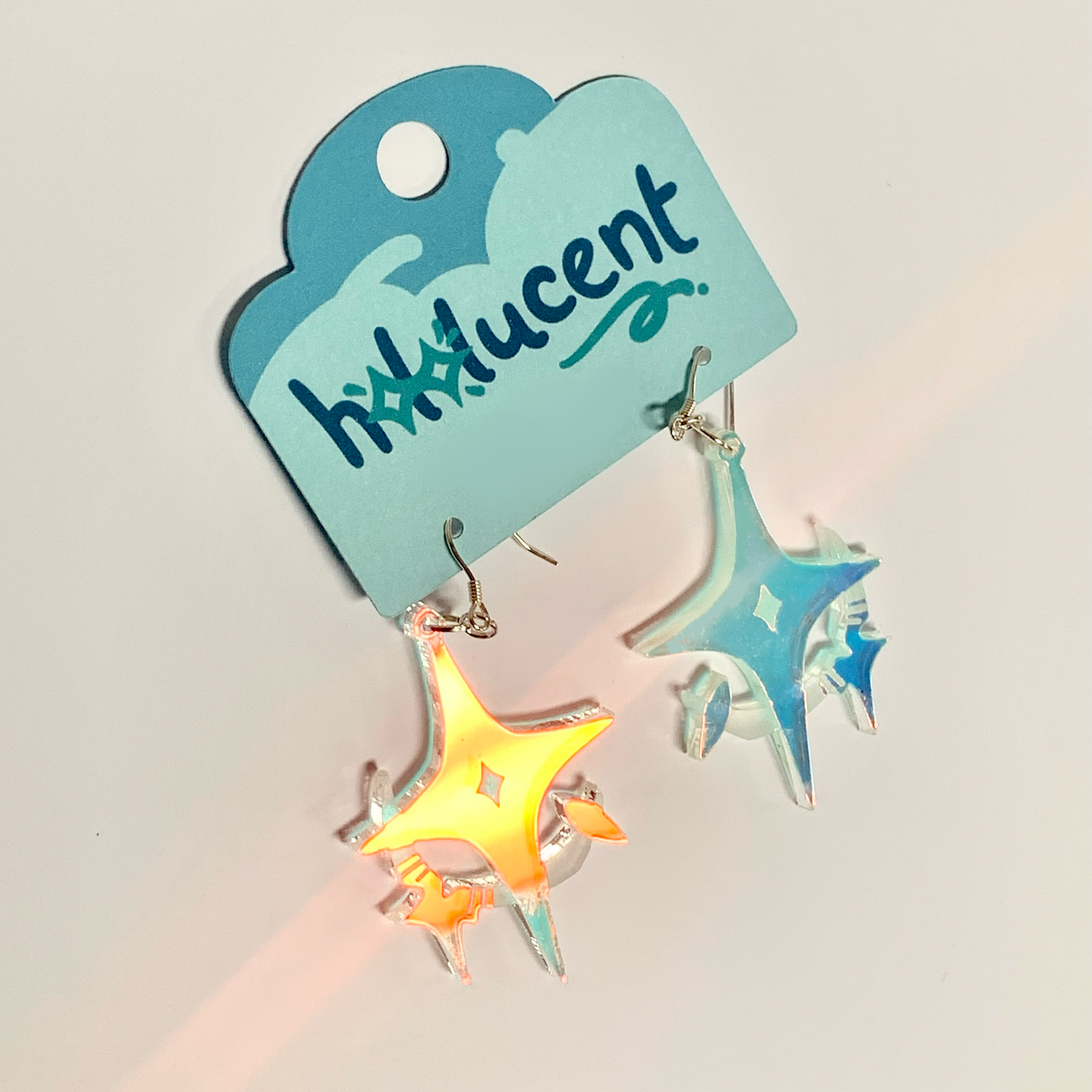 Iridescent Star Acrylic Earrings by Hololucent