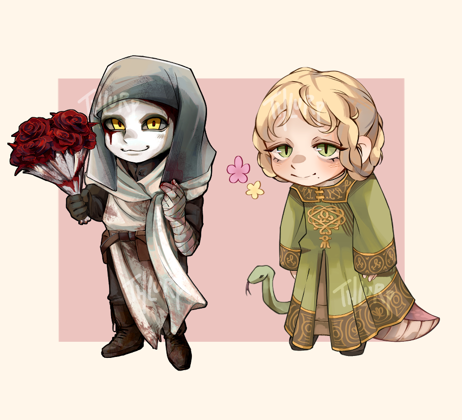 Rya and Varre Elden Ring Acrylic Charms by thlurp