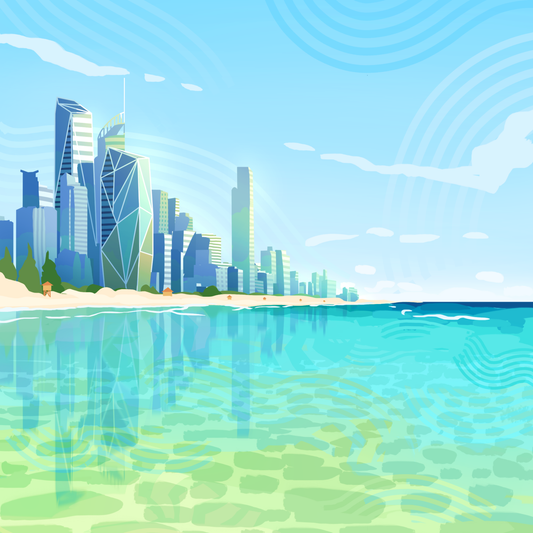 Gold Coast A5 Travel Poster by Jackaranda-Art