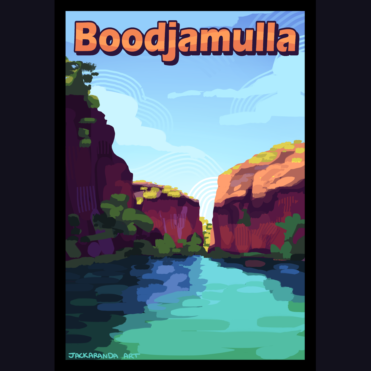 Boodjamulla A5 Travel Poster by Jackaranda-Art