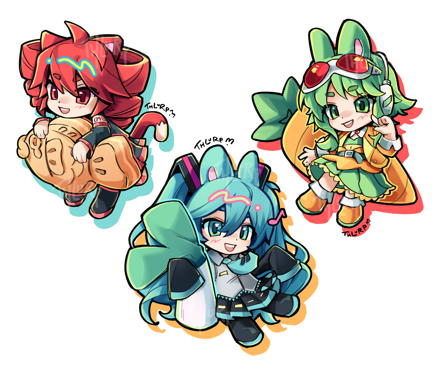 Vocaloid Bunny/Kitty Acrylic Charms by thlurp