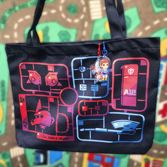 Gundam RX-78 and Zaku Tote Bags by thlurp