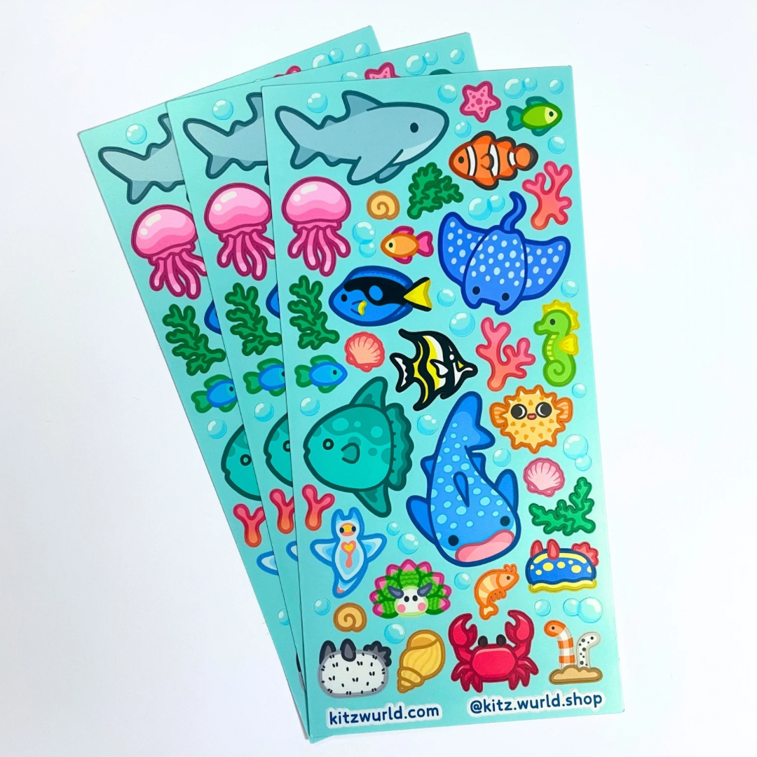 Sea Creature Sticker Sheet v2 by Kitz Wurld