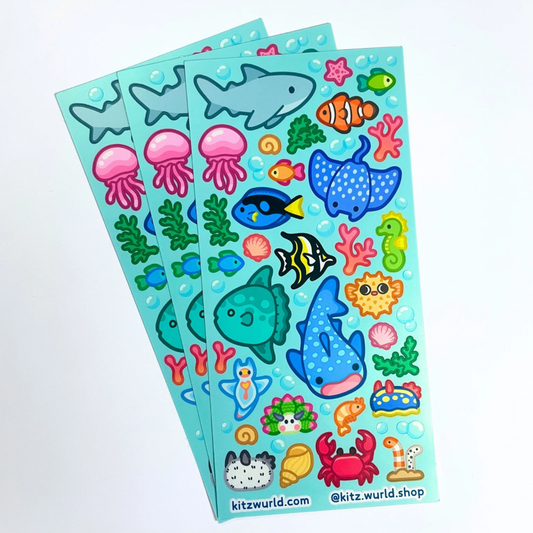 Sea Creature Sticker Sheet v2 by Kitz Wurld