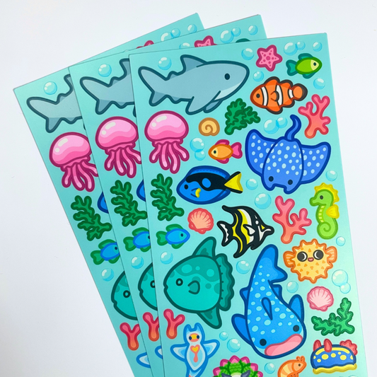 Sea Creature Sticker Sheet v2 by Kitz Wurld