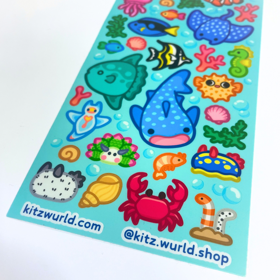Sea Creature Sticker Sheet v2 by Kitz Wurld