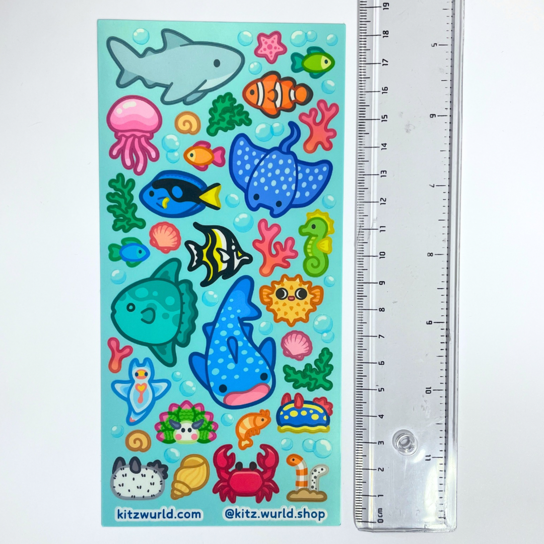 Sea Creature Sticker Sheet v2 by Kitz Wurld