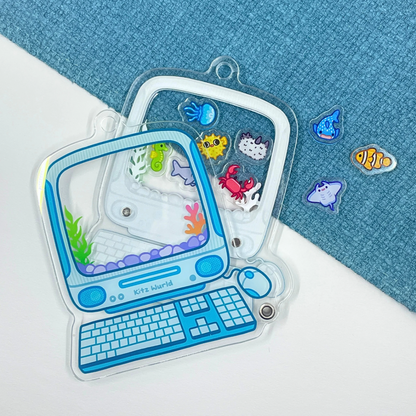 Computer Aquarium Shaker Keychain by Kitz Wurld