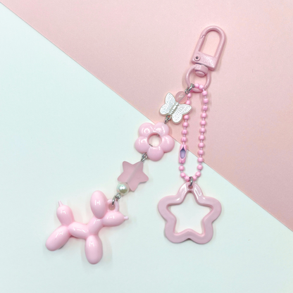 Pastel Pink Balloon Dog Beaded Keychain by Kitz Wurld