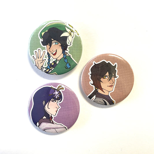 Genshin Impact Archon Trio Badges by FallowFrog