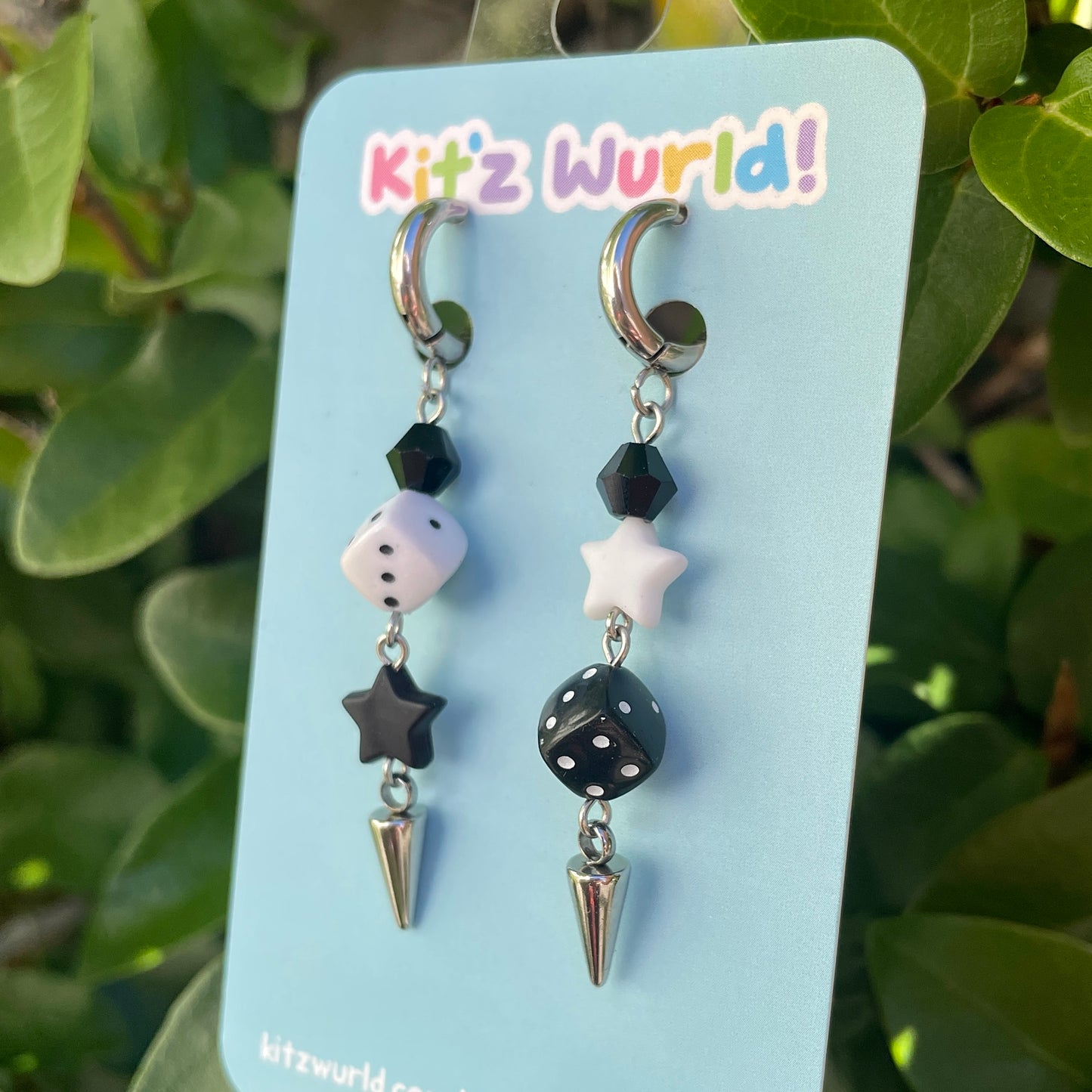 Black & White Spike Beaded Earrings by Kitz Wurld