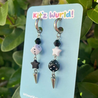 Black & White Spike Beaded Earrings by Kitz Wurld