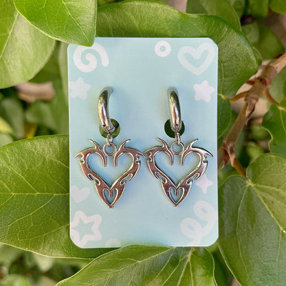 Spiky Heart Earrings by Kitz Wurld
