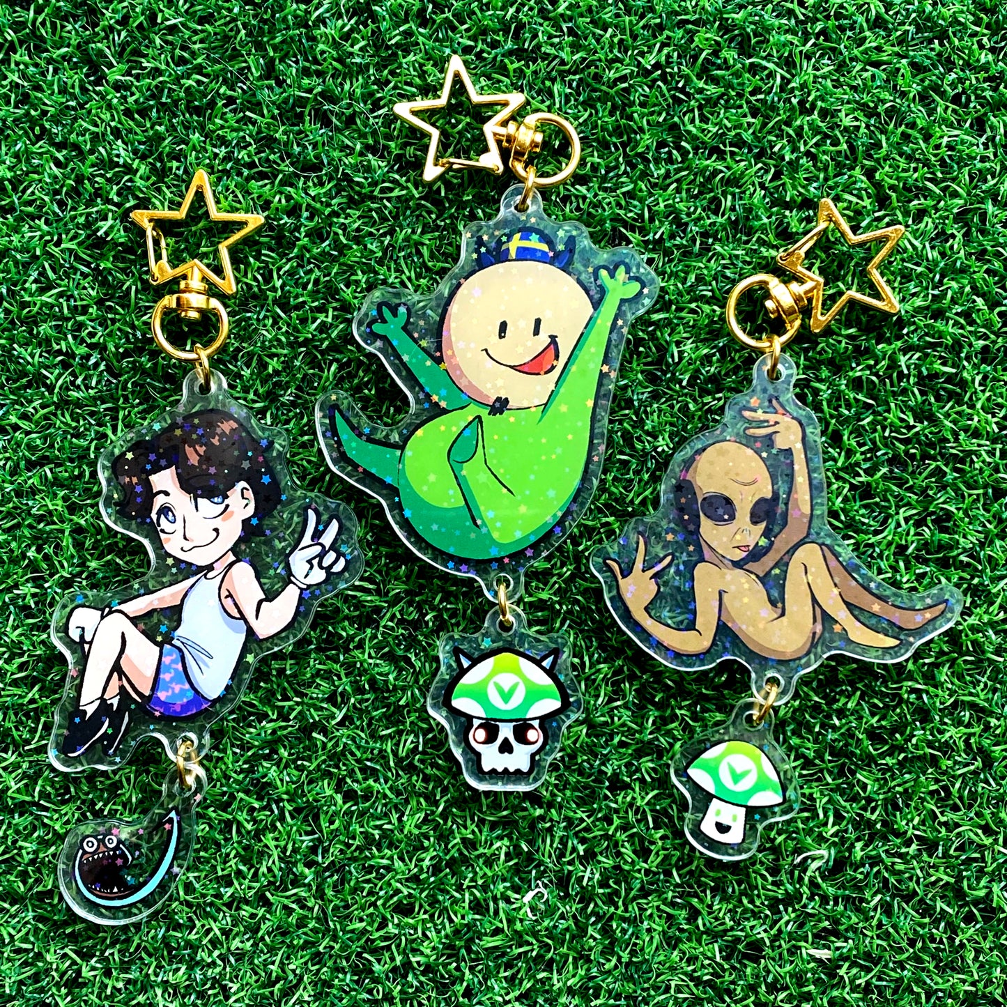 Vinesauce & Jerma985 Streamer Linked Acrylic Charms by FallowFrog