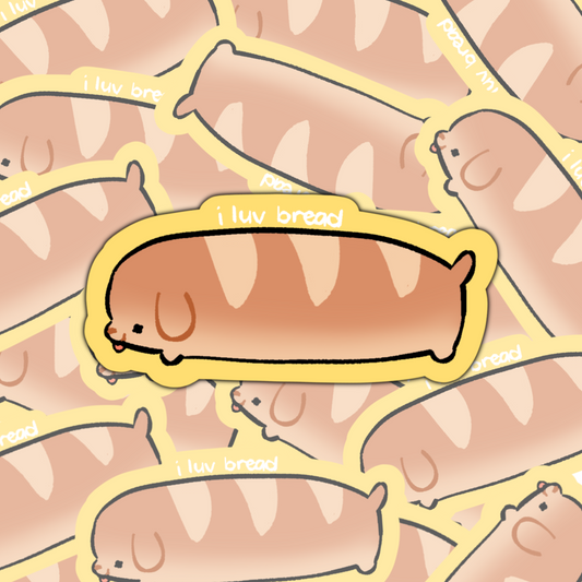 I Luv Bread Matte Die Cut Sticker by myorri