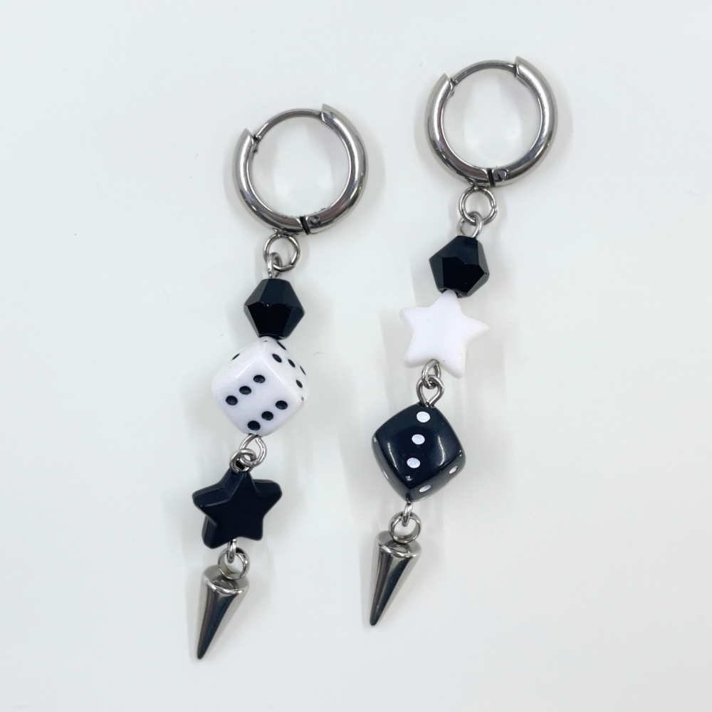 Black & White Spike Beaded Earrings by Kitz Wurld