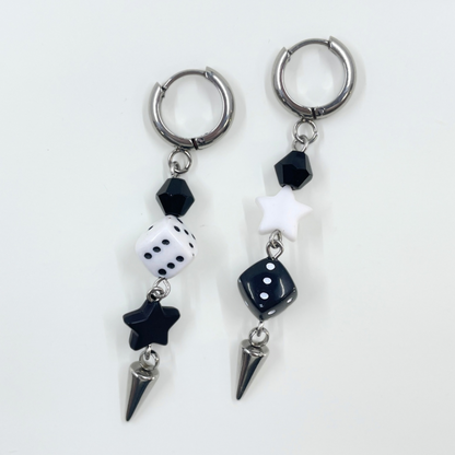 Black & White Spike Beaded Earrings by Kitz Wurld
