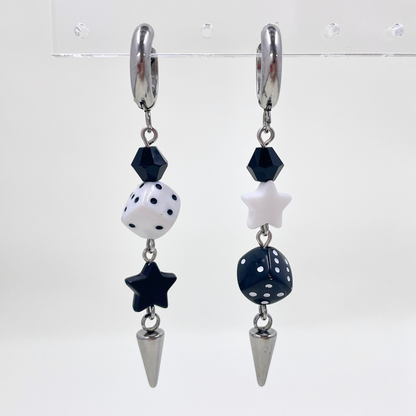 Black & White Spike Beaded Earrings by Kitz Wurld