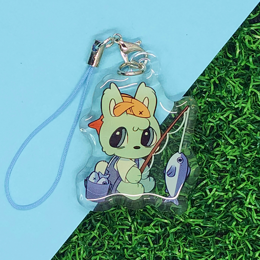 "Bucket" Fishing Bunny Phone Charm by thlurp