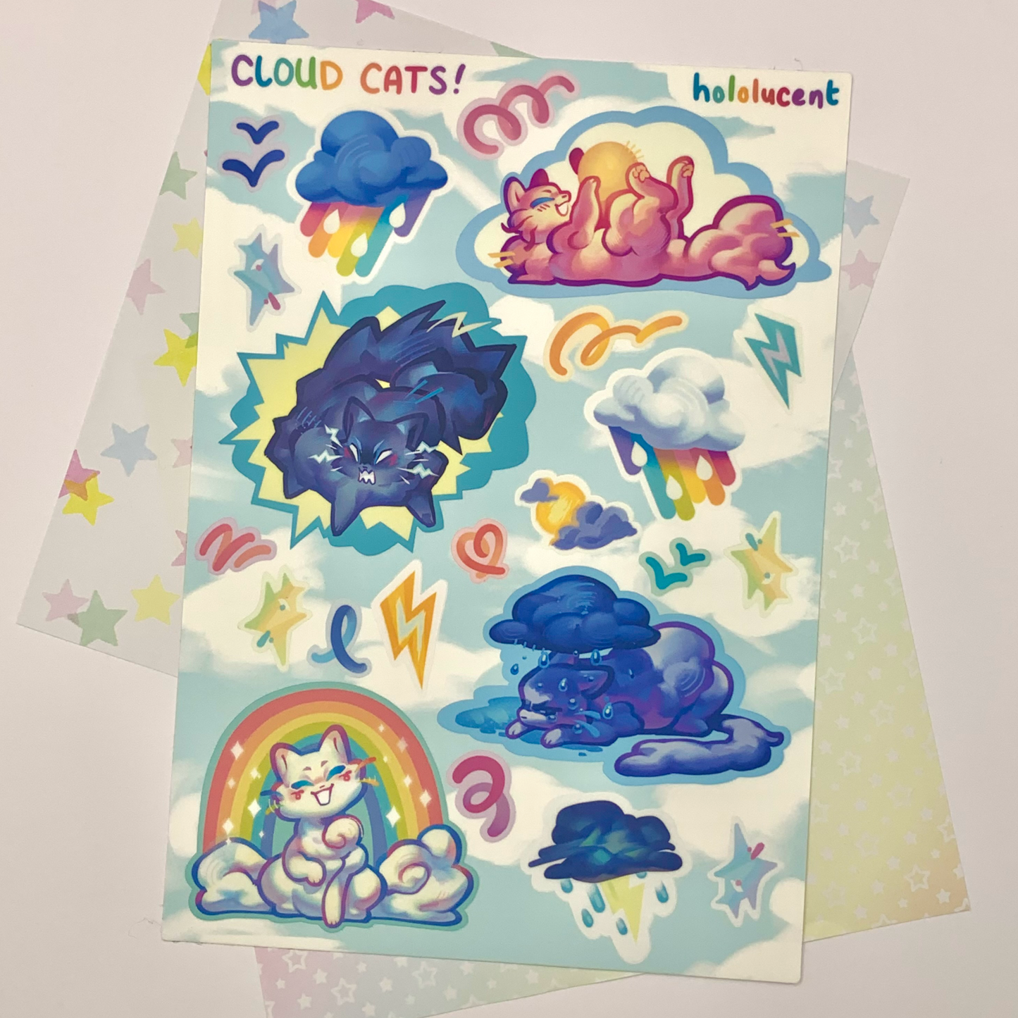Cloud Cats Sticker Sheet by Hololucent