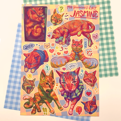 Jazzy Cat Sticker Sheet by Hololucent