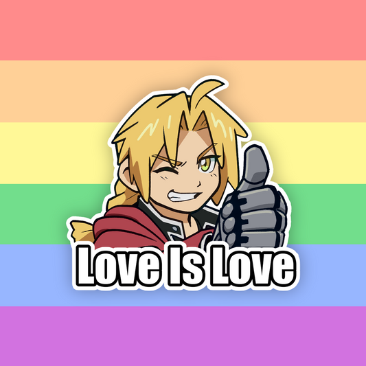 'Love Is Love' Ed Elric Sticker by actuallypunny